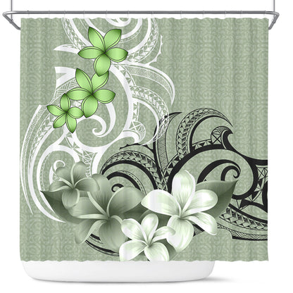Polynesian Shower Curtain Polynesian Floral Spirit Sage Green