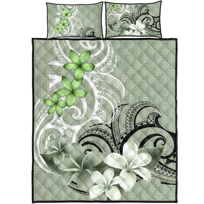 Polynesian Quilt Bed Set Polynesian Floral Spirit Sage Green