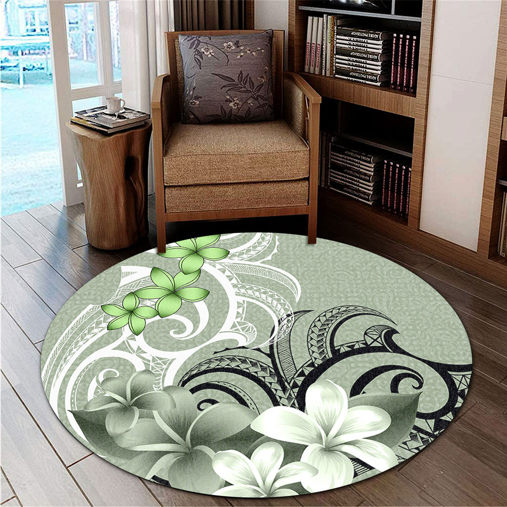 Polynesian Round Rug Polynesian Floral Spirit Sage Green