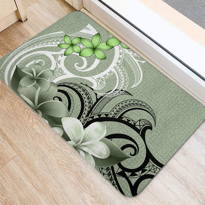 Polynesian Door Mat Polynesian Floral Spirit Sage Green