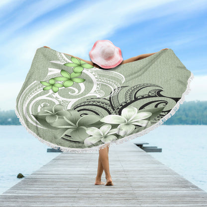 Polynesian Beach Blanket Polynesian Floral Spirit Sage Green