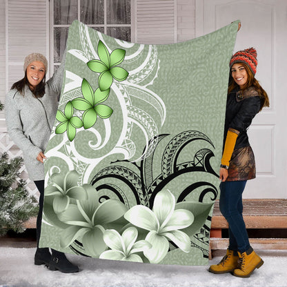 Polynesian Premium Blanket Polynesian Floral Spirit Sage Green