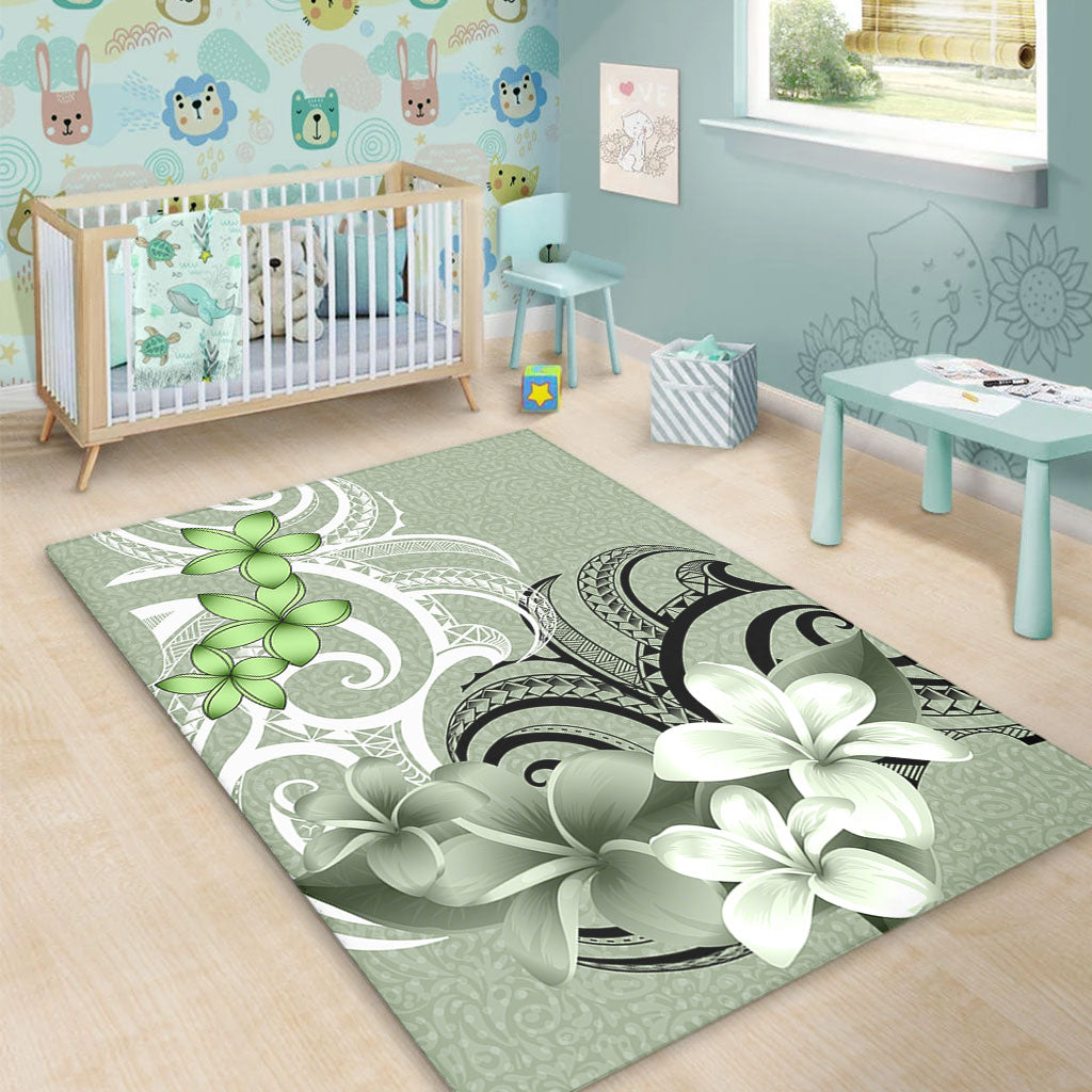 Polynesian Area Rug Polynesian Floral Spirit Sage Green
