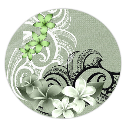 Polynesian Round Rug Polynesian Floral Spirit Sage Green