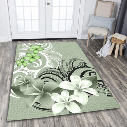 Polynesian Area Rug Polynesian Floral Spirit Sage Green