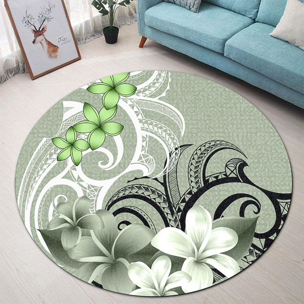 Polynesian Round Rug Polynesian Floral Spirit Sage Green