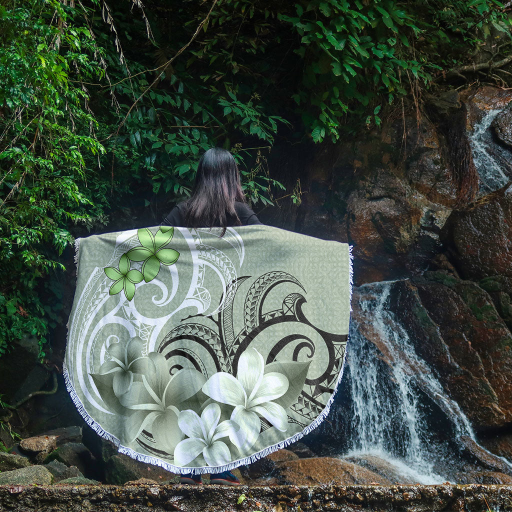 Polynesian Beach Blanket Polynesian Floral Spirit Sage Green