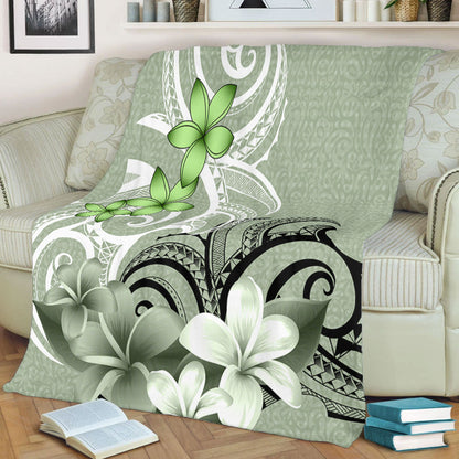 Polynesian Premium Blanket Polynesian Floral Spirit Sage Green