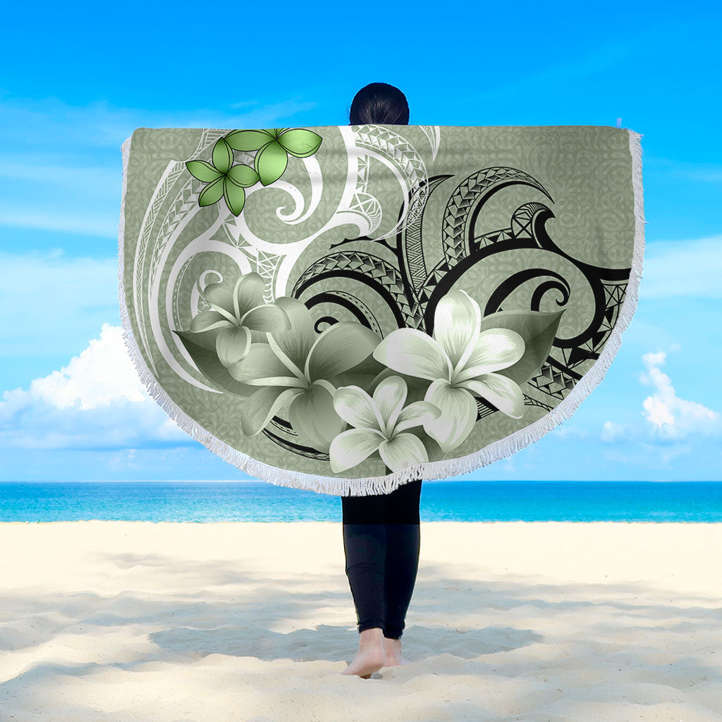 Polynesian Beach Blanket Polynesian Floral Spirit Sage Green