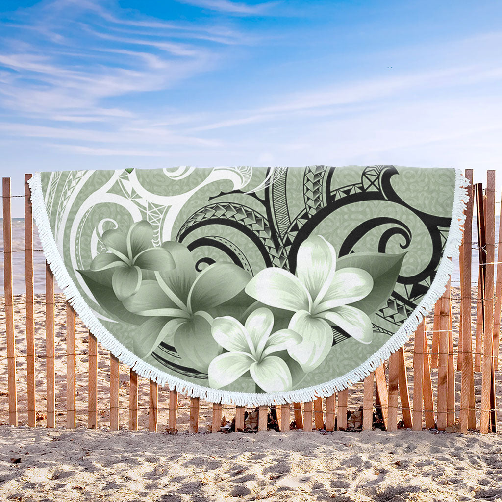 Polynesian Beach Blanket Polynesian Floral Spirit Sage Green
