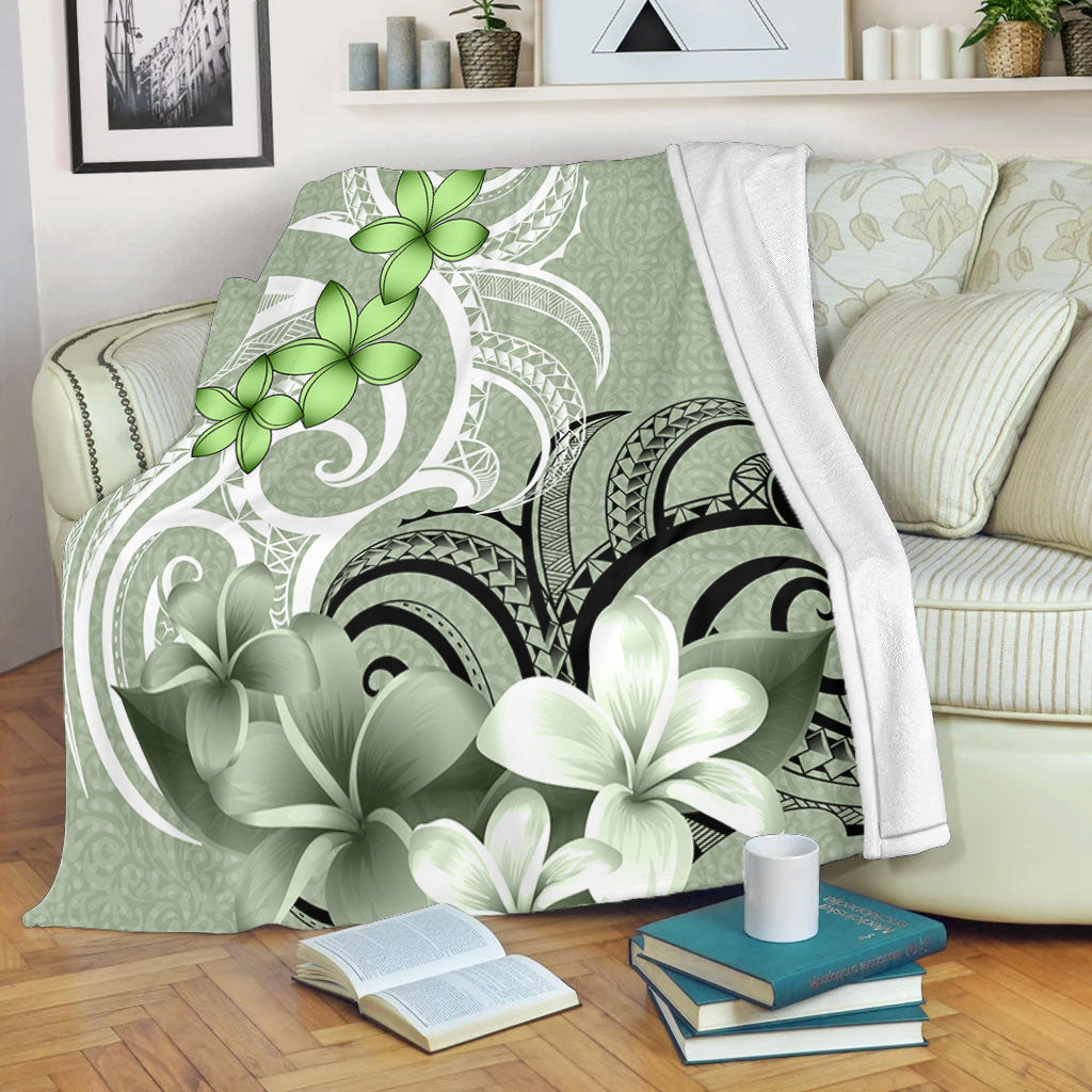 Polynesian Premium Blanket Polynesian Floral Spirit Sage Green