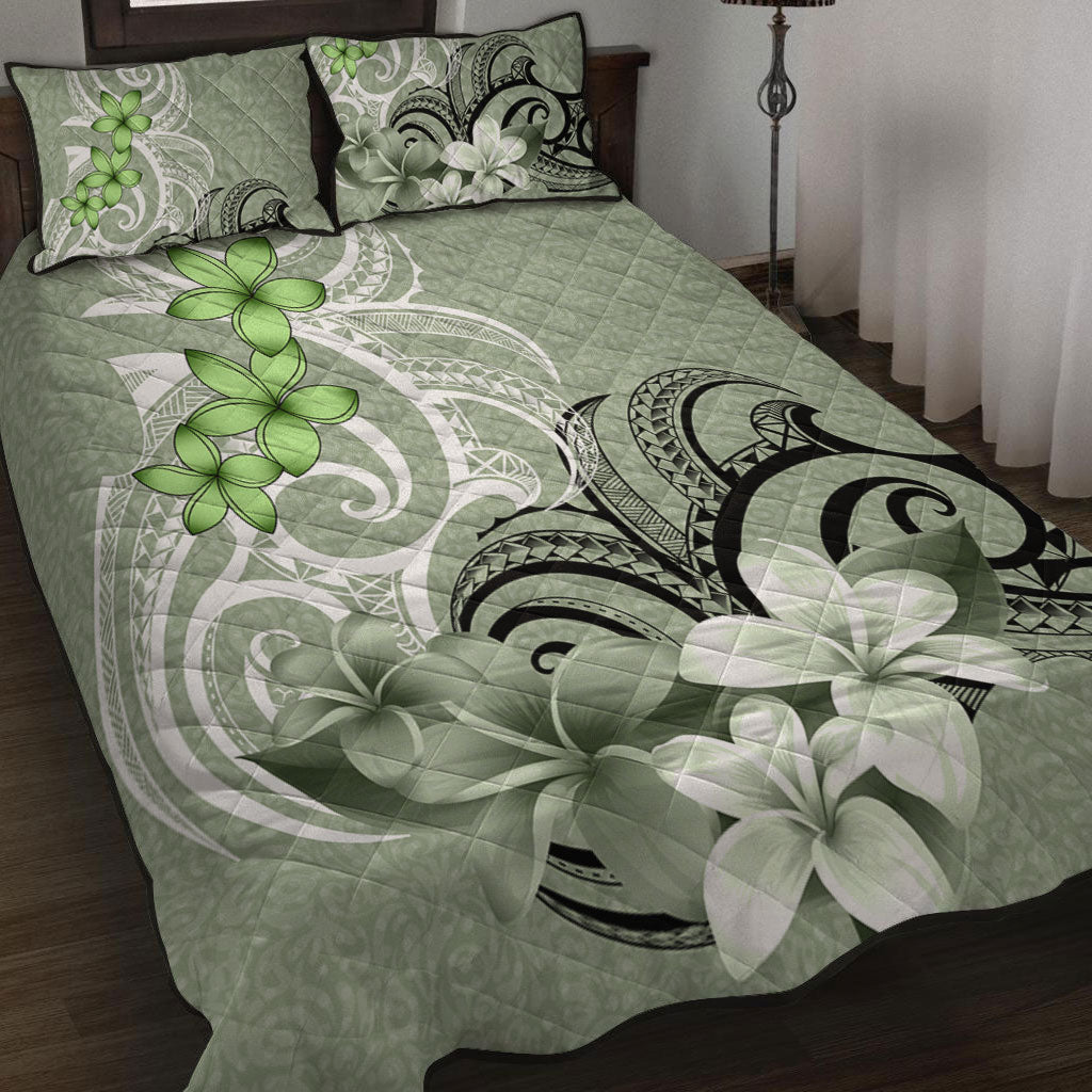 Polynesian Quilt Bed Set Polynesian Floral Spirit Sage Green
