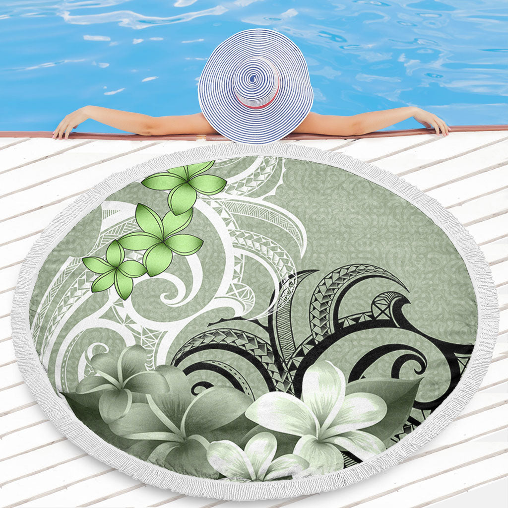 Polynesian Beach Blanket Polynesian Floral Spirit Sage Green