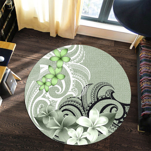 Polynesian Round Rug Polynesian Floral Spirit Sage Green
