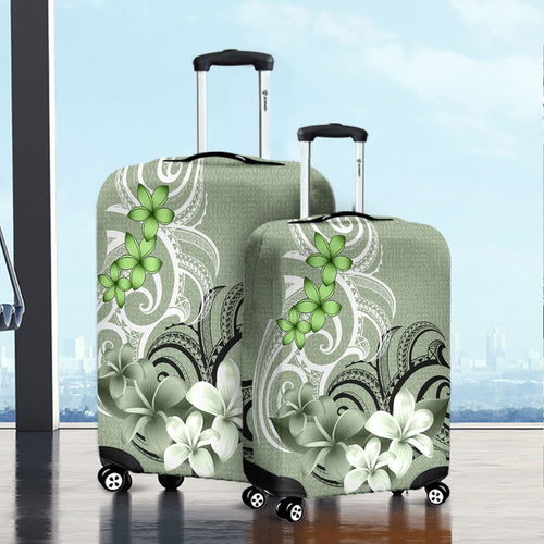 Polynesian Luggage Cover Polynesian Floral Spirit Sage Green