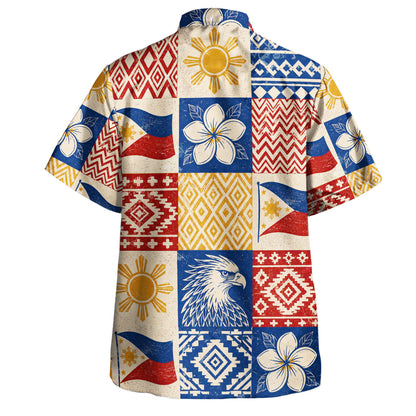 Philippines Filipinos Hawaiian Shirt Eagle Sun Flag Sampaguita Geometric Quilt Style