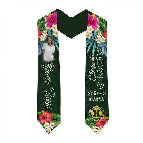 Hawaii Graduation Stole Custom Hana High and Elementary School Class 2026 Tropical Hibiscus Island Style