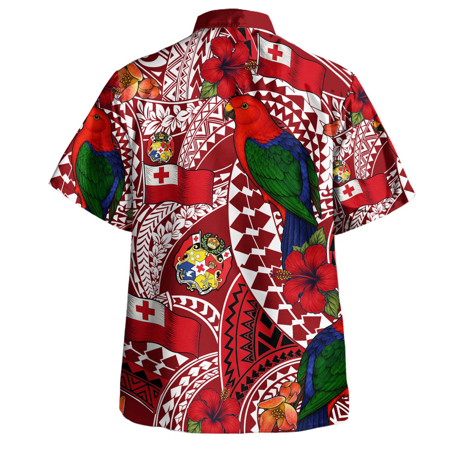 Tonga Hawaiian Shirt Polynesian Red Shining Parrot Heilala Pattern