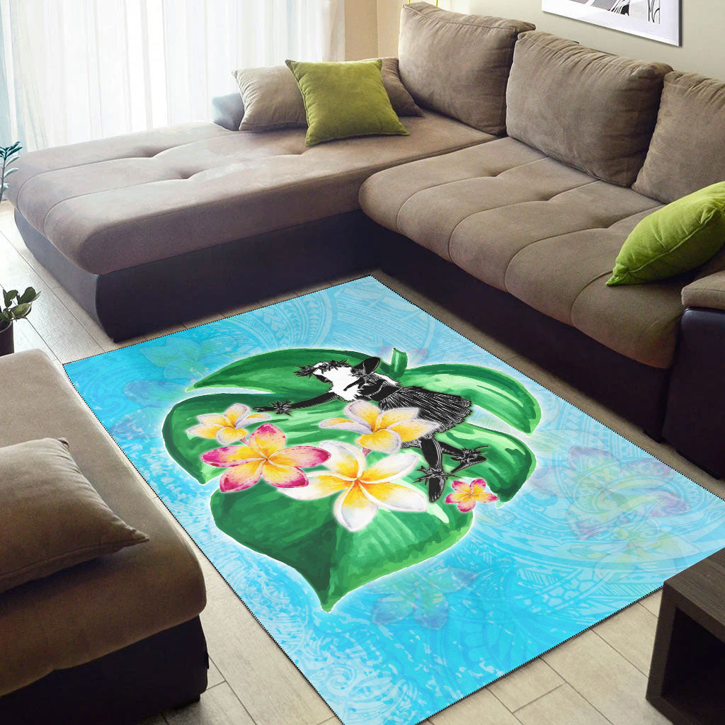 Hawaii Area Rug Hula Girls With Tropical Flowers Polynesian Style