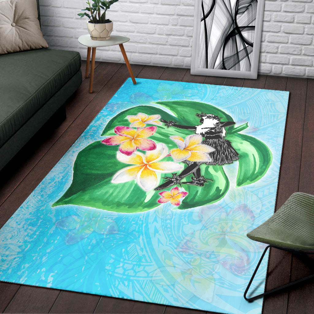 Hawaii Area Rug Hula Girls With Tropical Flowers Polynesian Style