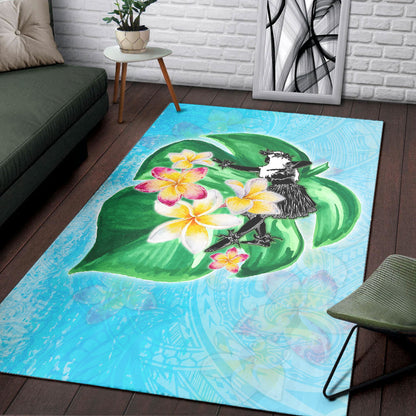 Hawaii Area Rug Hula Girls With Tropical Flowers Polynesian Style