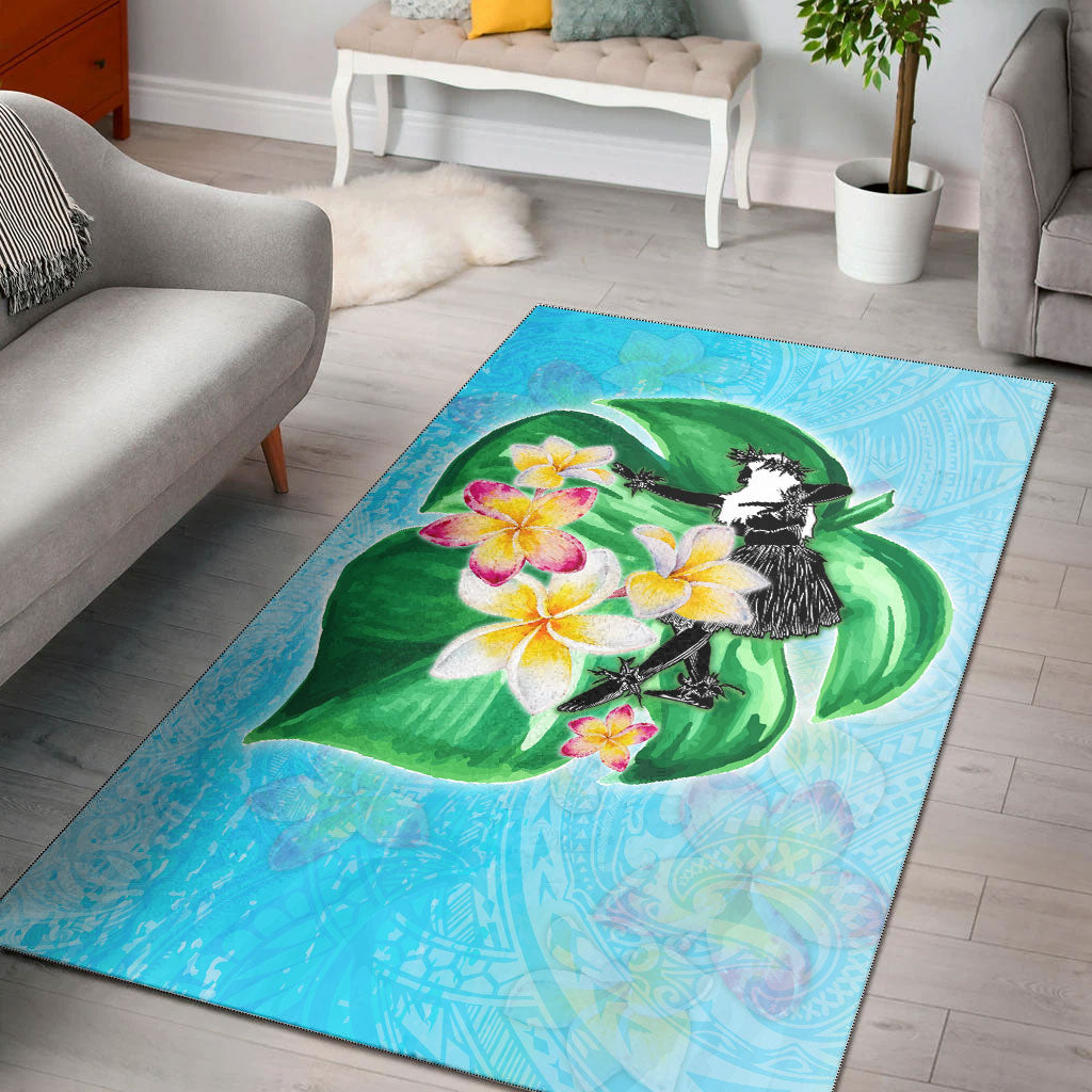 Hawaii Area Rug Hula Girls With Tropical Flowers Polynesian Style