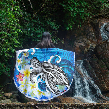 Hawaii Beach Blanket Turtle With Plumeria Flowers