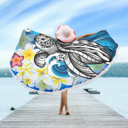 Hawaii Beach Blanket Turtle With Plumeria Flowers
