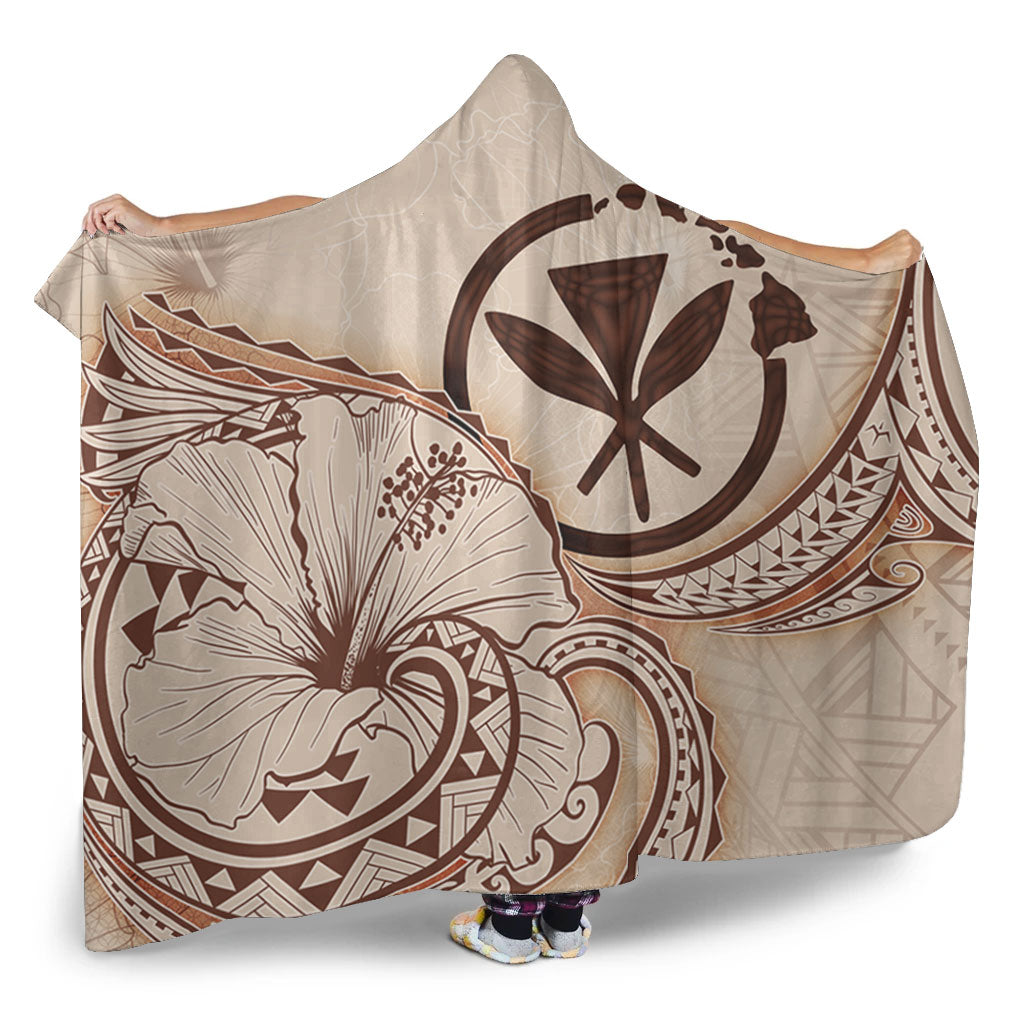 Hawaii Hooded Blanket Hibiscus Flower Vintage Style