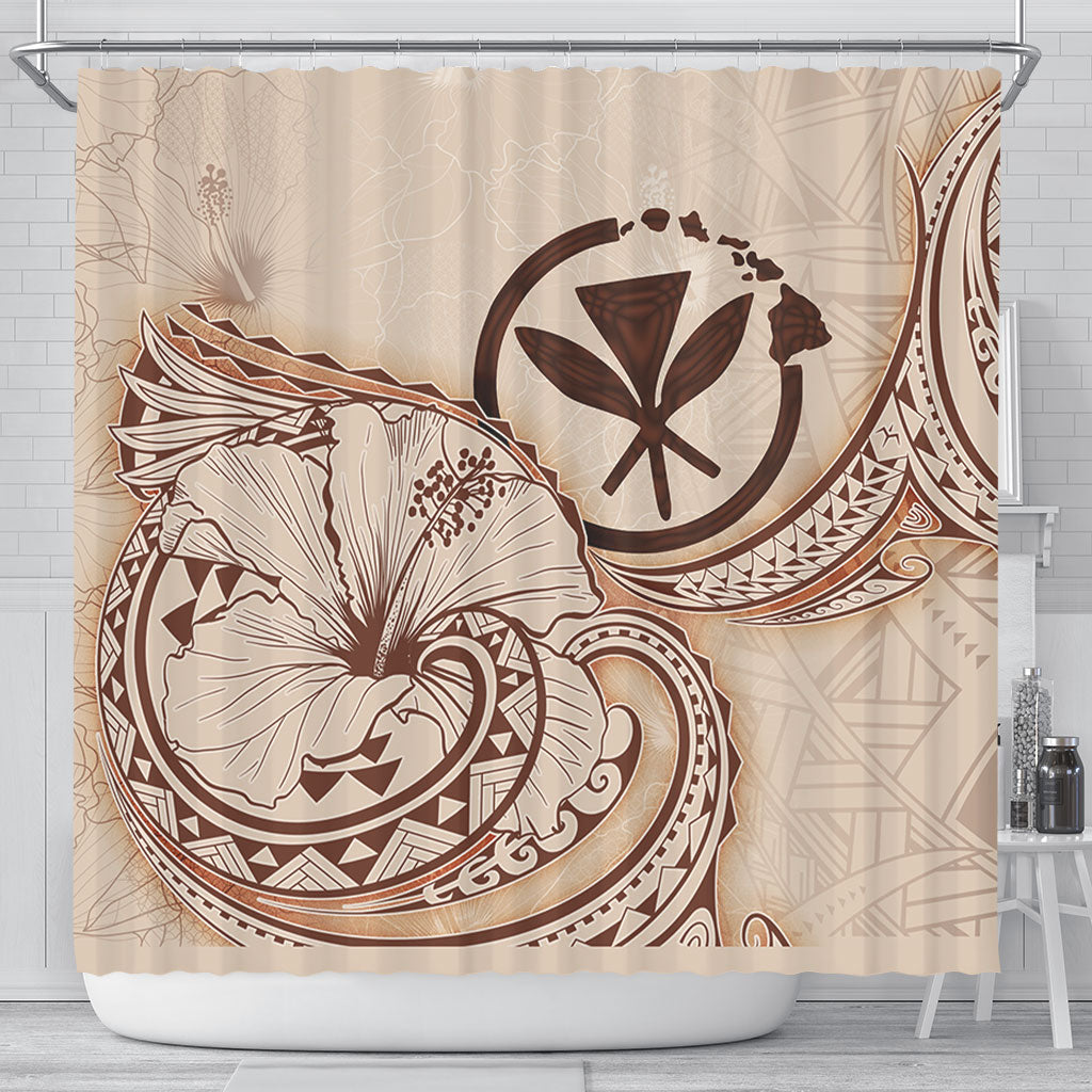 Hawaii Shower Curtain Hibiscus Flower Vintage Style