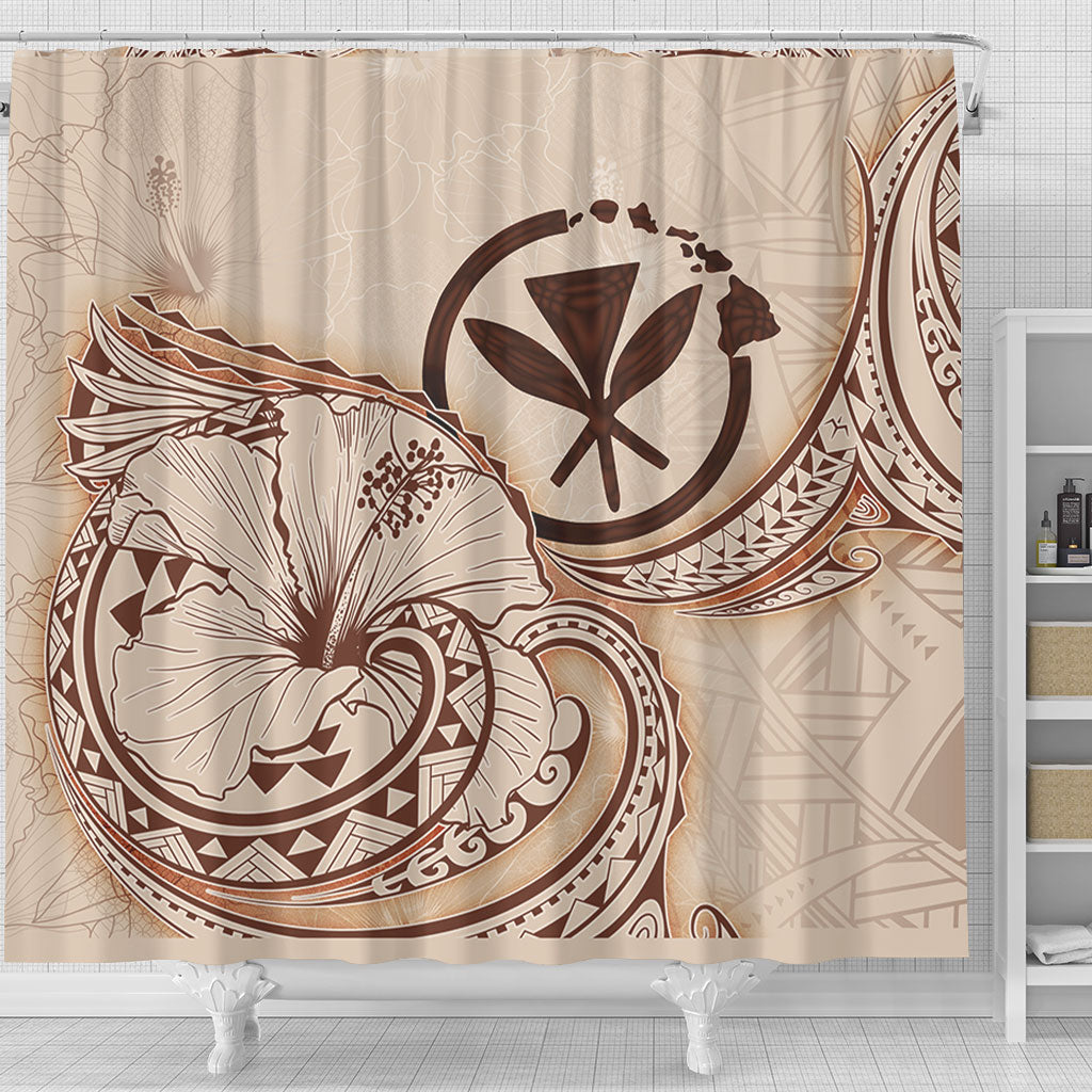 Hawaii Shower Curtain Hibiscus Flower Vintage Style