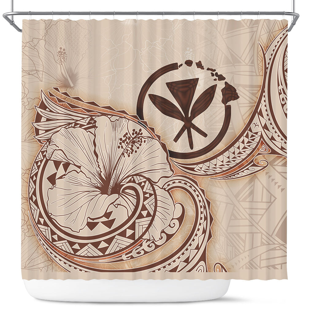 Hawaii Shower Curtain Hibiscus Flower Vintage Style