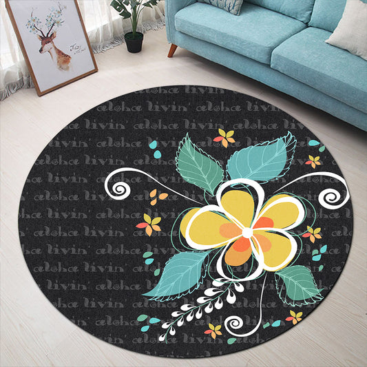 Hawaii Round Rug Aloha Hibiscus Art