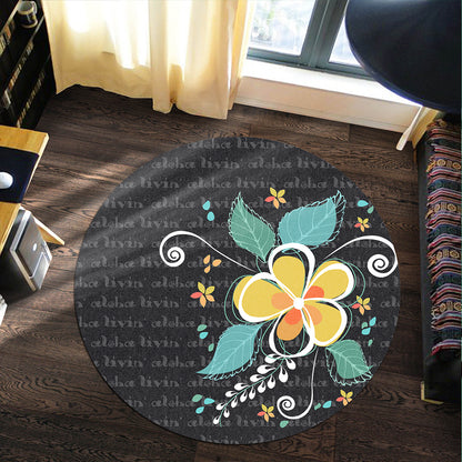 Hawaii Round Rug Aloha Hibiscus Art