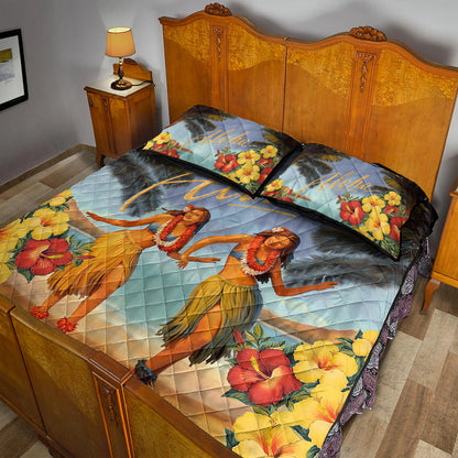 Hawaii Quilt Bed Set Aloha Hula Dance Hibiscus