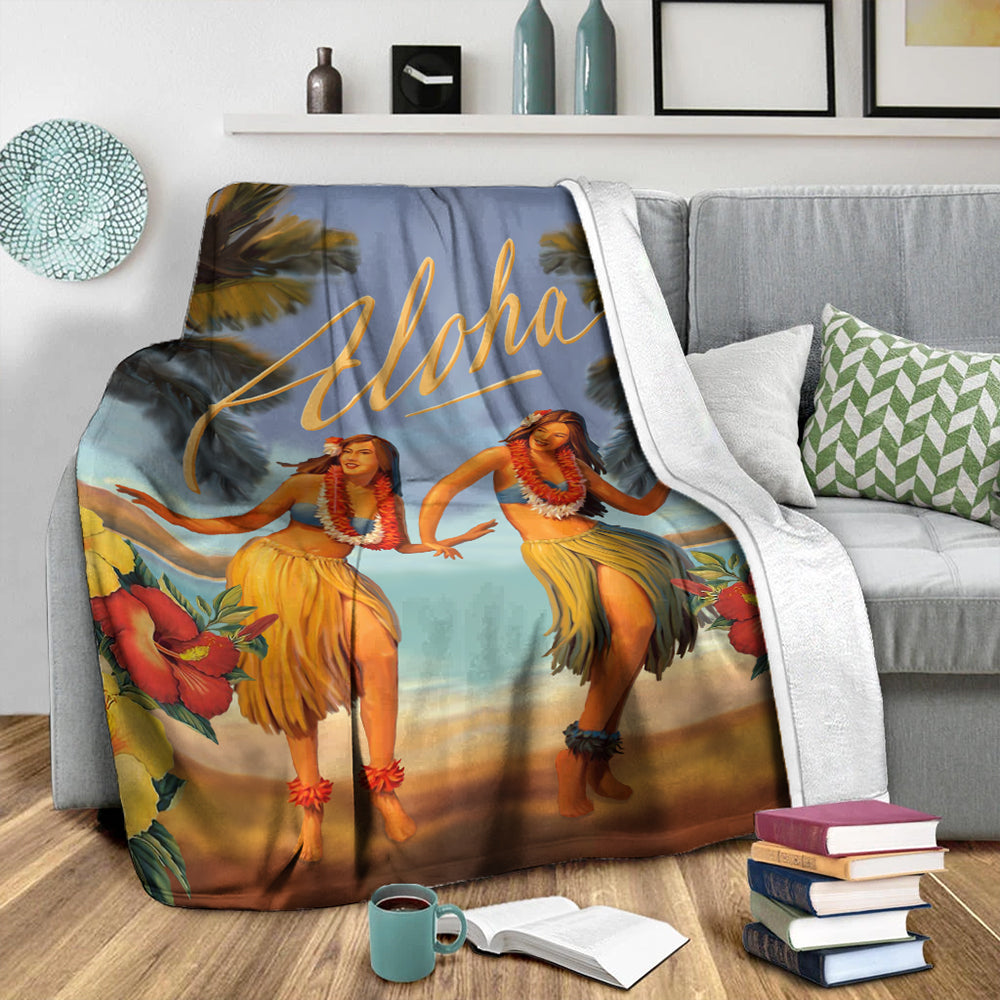Hawaii Premium Blanket Aloha Hula Dance Hibiscus
