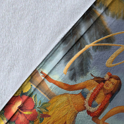 Hawaii Premium Blanket Aloha Hula Dance Hibiscus