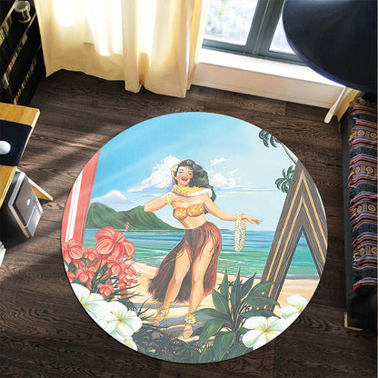 Hawaii Round Rug Aloha Hula Dance
