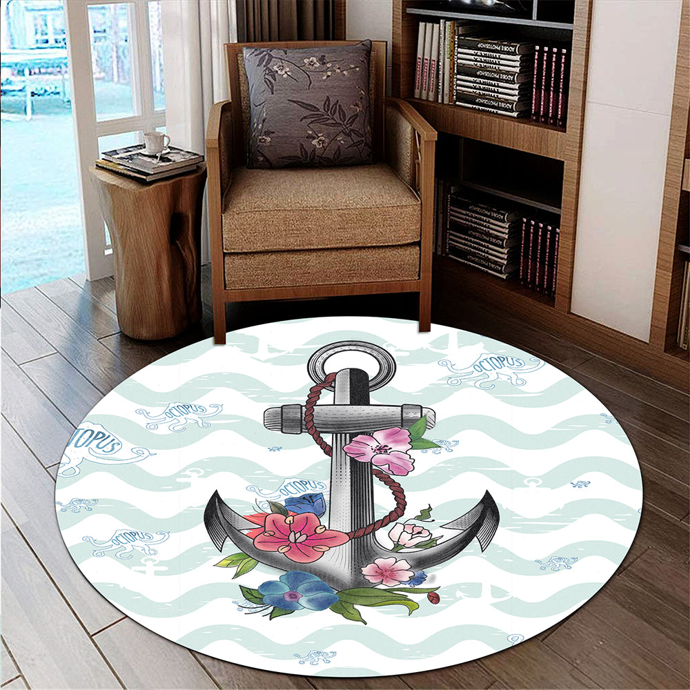 Hawaii Round Rug Anchor Hibiscus