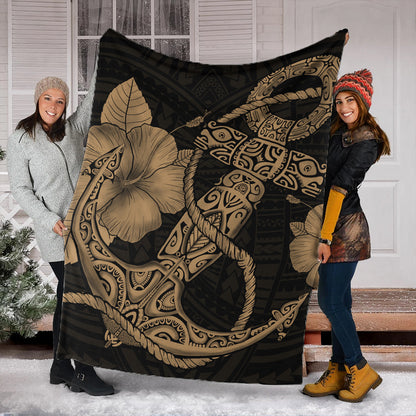 Hawaii Premium Blanket Anchor Poly Tribal Gold