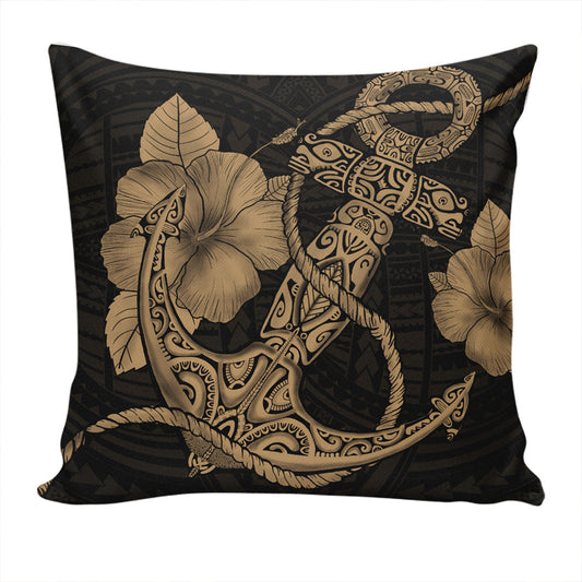 Hawaii Pillow Cover Anchor Poly Tribal Gold