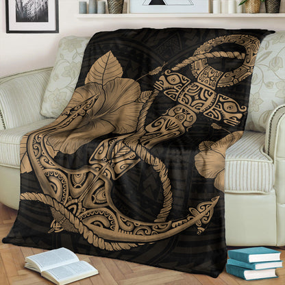 Hawaii Premium Blanket Anchor Poly Tribal Gold