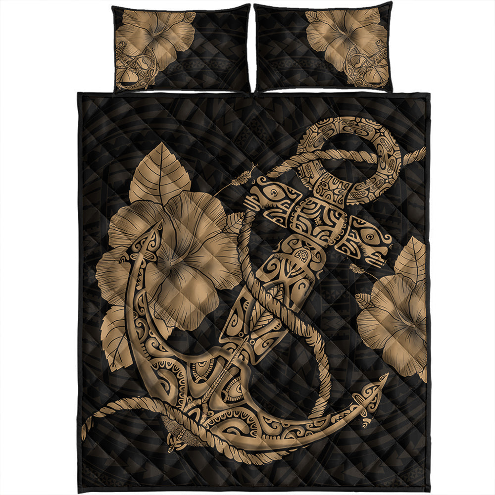 Hawaii Quilt Bed Set Anchor Poly Tribal Gold