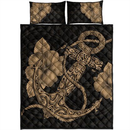 Hawaii Quilt Bed Set Anchor Poly Tribal Gold