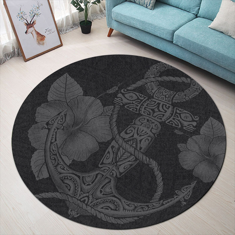 Hawaii Round Rug Anchor Poly Tribal Gray