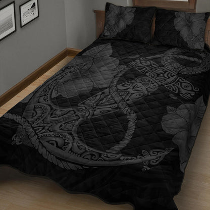 Hawaii Quilt Bed Set Anchor Poly Tribal Gray