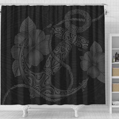 Hawaii Shower Curtain Anchor Poly Tribal Gray