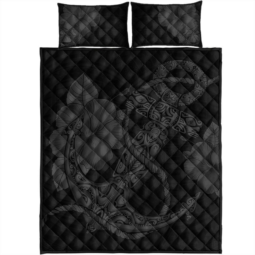 Hawaii Quilt Bed Set Anchor Poly Tribal Gray