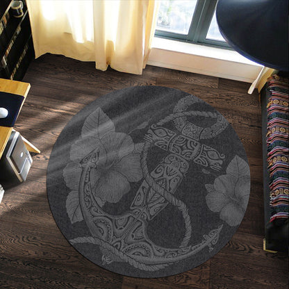 Hawaii Round Rug Anchor Poly Tribal Gray