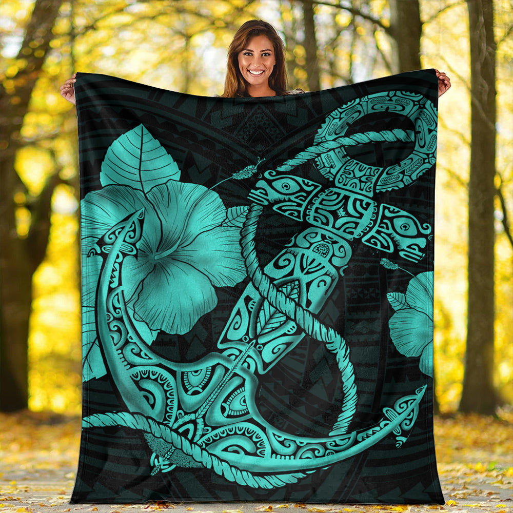 Hawaii Premium Blanket Anchor Poly Tribal Turquoise